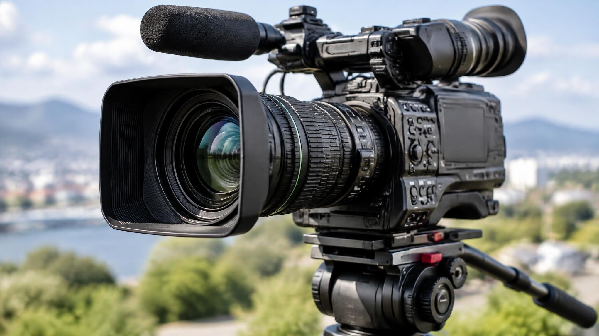 Professional video camera ready for live transmission
